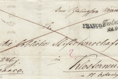 22.10.1844, úřední dopis ze Slavonické radnice, vyplacen odesilatelem