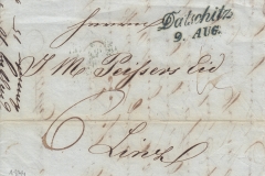 9.8.1844, obchodní dopis z Dačické cukrovaru, razítko A.8j modré,  poštovné 6 kr, hradí příjemce