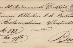 18.4.1851, uřední dopis Berní úřad Dačice s pečetí vzadu, věc úřední - Ex offo - bez porta