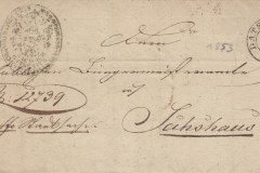 20.12.1853, úřední dopis bez poštovného