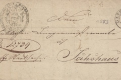 20.12.1853, úřední dopis bez poštovného
