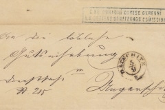5.9.1872 3.razítko, úřední dopis bez poštovného + razítko CK DOHADNÍ KOMISE OKRESNÍ